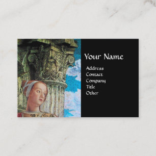 CLASSIC BEAUTY ANTIQUE COLUMN MONOGRAM Blue Black Business Card