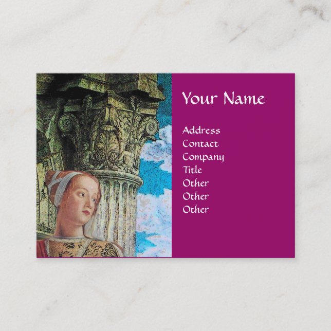 CLASSIC BEAUTY ANTIQUE COLUMN MONOGRAM Blue Purple Business Card (Front)