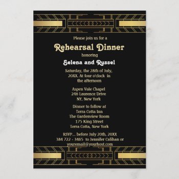 Classic Beauty Art Deco Rehearsal Dinner Invitation by SpiceTree_Weddings at Zazzle