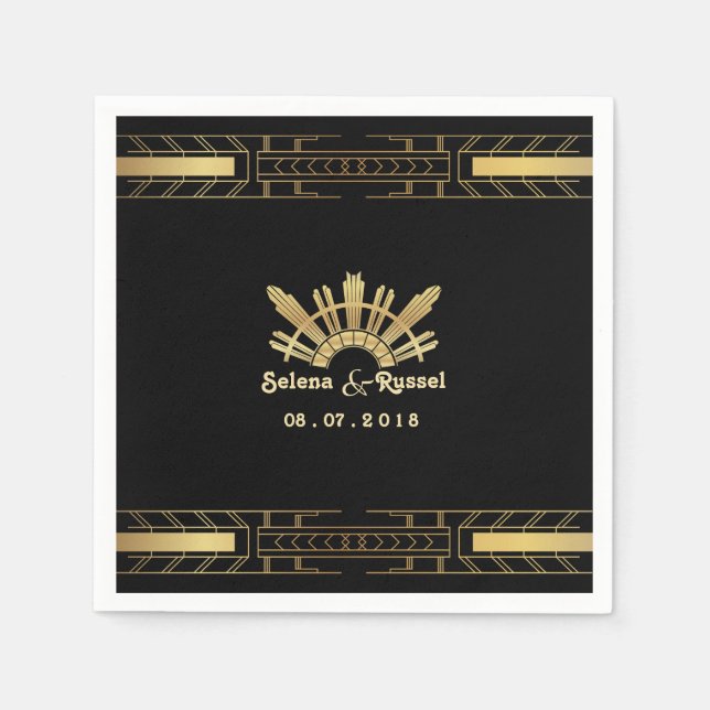 Classic Beauty Art Deco Wedding Napkins (Front)