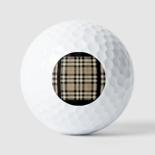 Classic Beige And Black Plaid Golf Balls