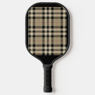 Classic Beige And Black Plaid Pickleball Paddle