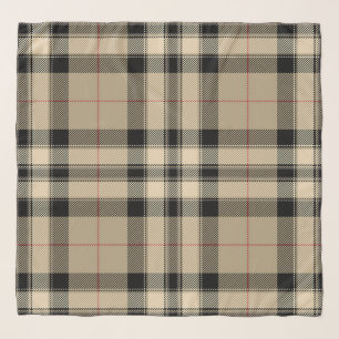 Classic Beige And Black Plaid Scarf