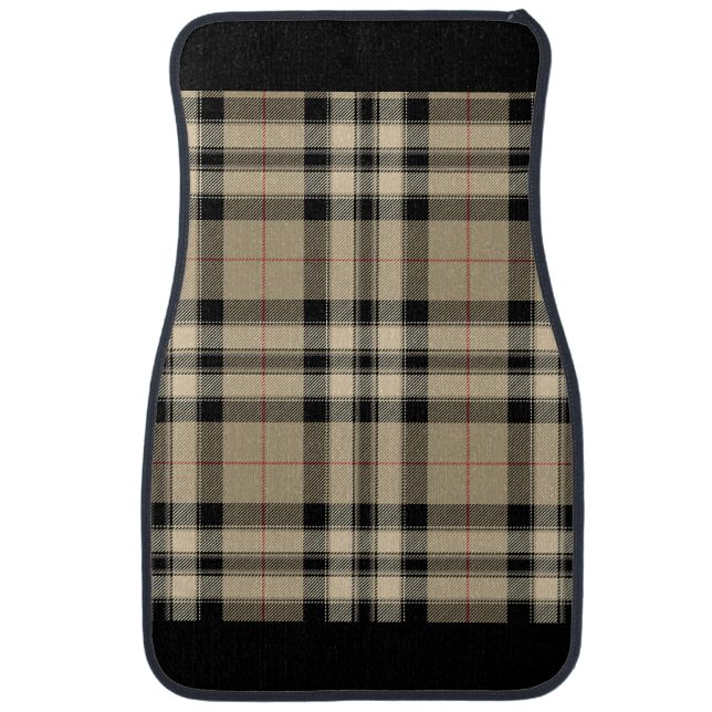 Classic Beige And Black Plaid Set of Car Mats (Front)