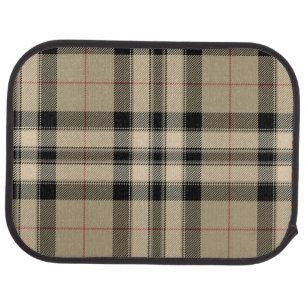 Classic Beige And Black Plaid Set of Rear Car Mats