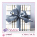 Classic Beige and Blue Plaid Pattern Wrapping Paper<br><div class="desc">Elevate your gift-giving with this classic beige and blue plaid wrapping paper. Simple yet versatile, this pretty paper is perfect for birthdays, anniversaries, weddings, and any special occasion. The timeless plaid pattern will add an elegant touch to your presents, ensuring that they stand out with style and sophistication. Wrap your...</div>