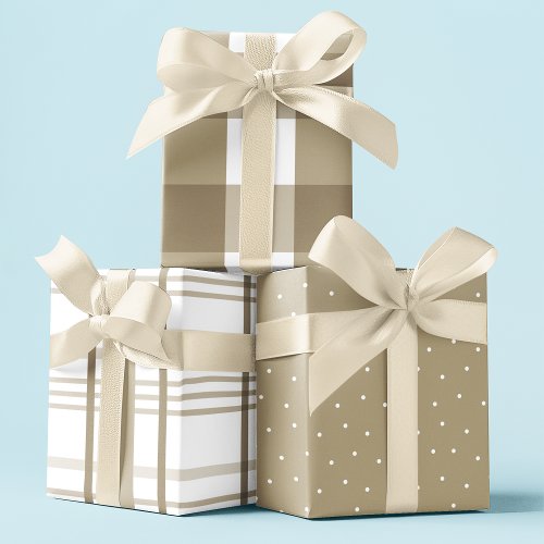 Classic Beige and White Buffalo Check Wrapping Paper Sheets