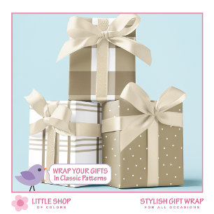 Classic Beige and White Buffalo Check Wrapping Paper Sheets