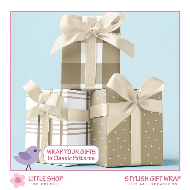 Classic Beige and White Buffalo Check Wrapping Paper Sheets (Creator Uploaded)