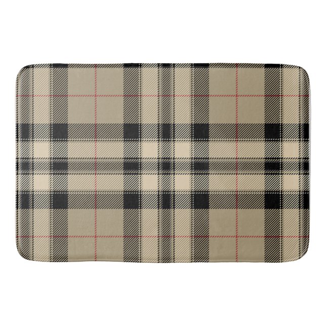 Classic Beige + Black Plaid  Bath Mat (Front)