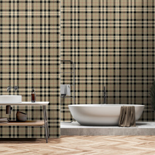 Classic Beige + Black Plaid Wallpaper
