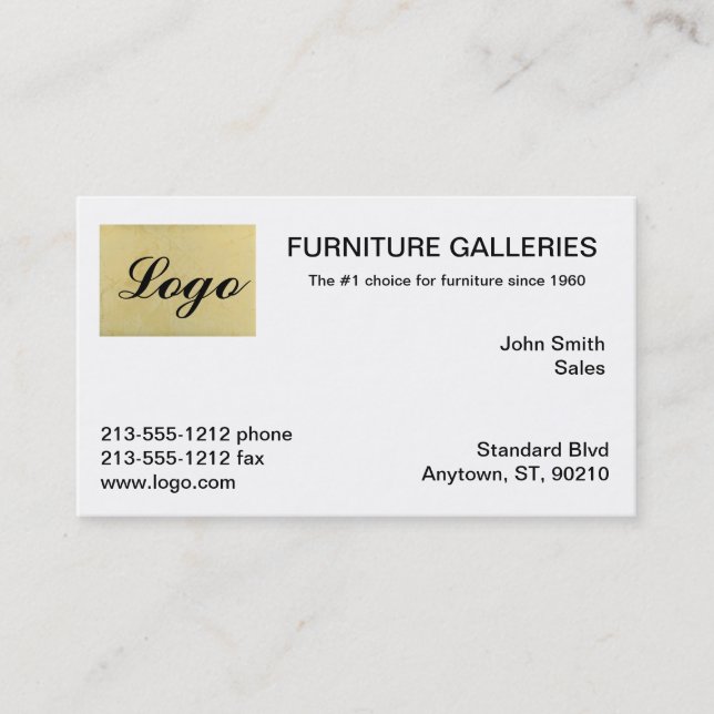 Classic Beige Logo Business Cards (Front)