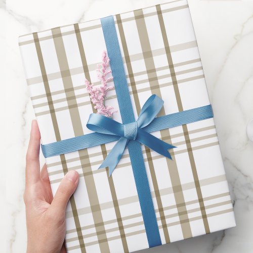 Classic Beige Plaid Pattern Wrapping Paper