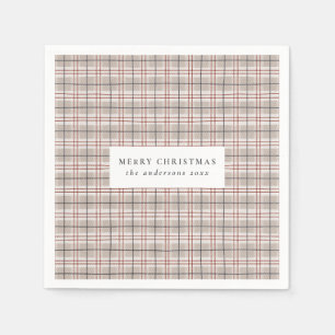Classic Beige Tartan Plaid Christmas Napkins