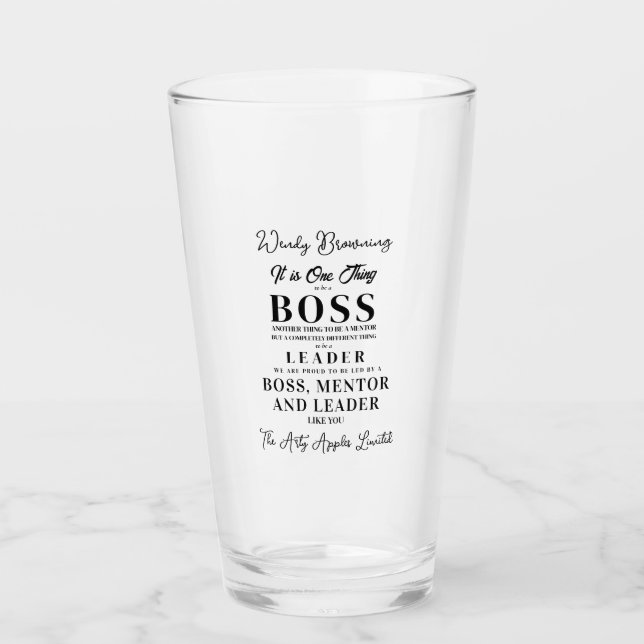 classic Best Boss quote leaving gift Glass Cup (Front)