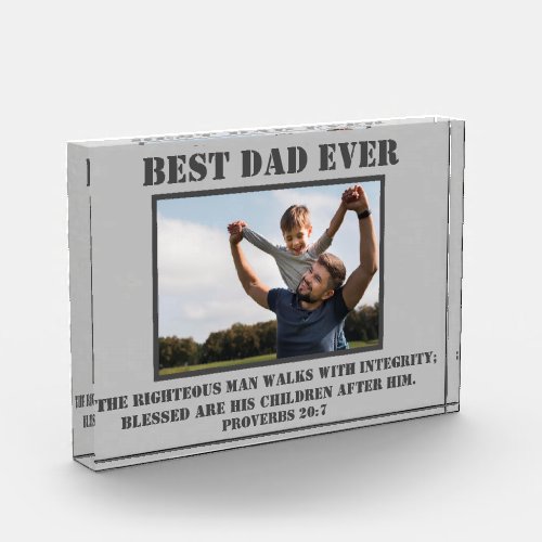 Classic Best Dad Ever Proverbs 207 Gray Photo Block