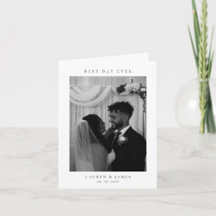 Classic Best Day Ever Wedding Photo Folded Letterpress Thank You Card