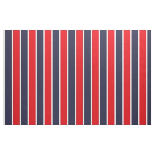 Classic Big Bold Red Blue White Stripes Pattern Fabric