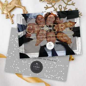 Classic Big Cheers Corporate Modern Photo Business Foil Holiday Card by fat_fa_tin at Zazzle