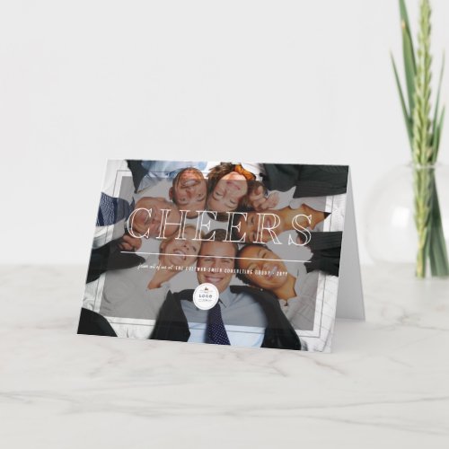 Classic Big Cheers Corporate Modern Photo Business Holiday Card