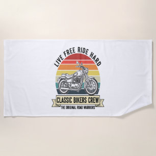 Classic Bikers Crew Motorcycle.jpg Beach Towel
