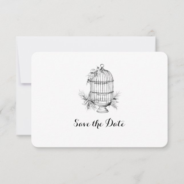 Classic Birdcage Personalised Save the Date Card (Front)