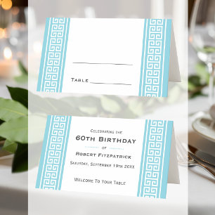 Classic Birthday Party Blue Custom Folded Table Place Card