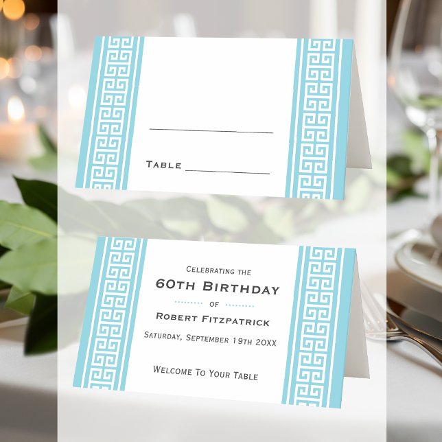 Classic Birthday Party Blue Custom Folded Table  Place Card (Creator Uploaded)