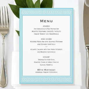 Classic Birthday Party Blue Dinner Flat Menu