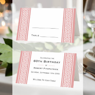 Classic Birthday Party Pink Custom Folded Table Place Card