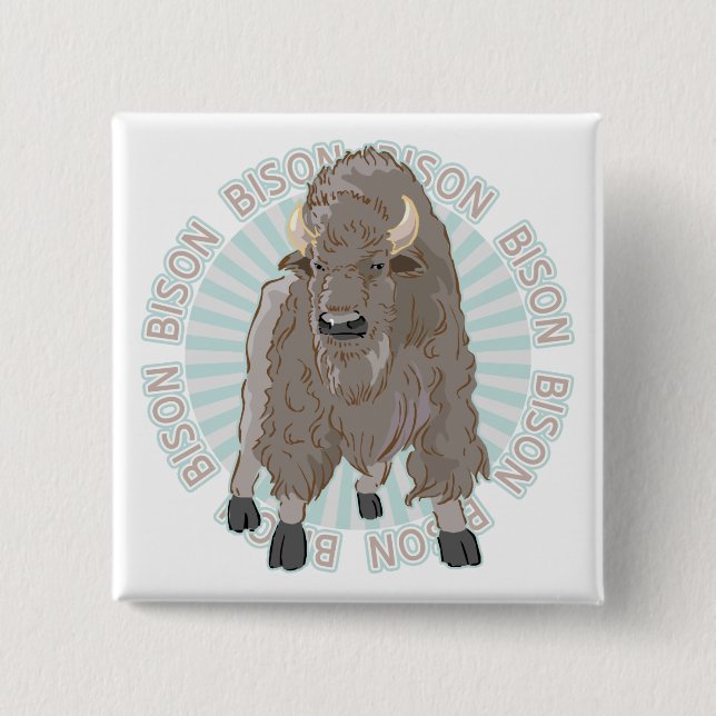 Classic Bison Pinback Button (Front)