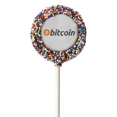 Classic Bitcoin Word Logo Chocolate Covered Oreo Pop