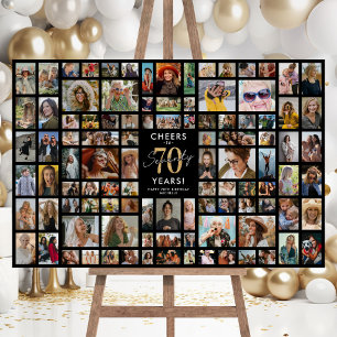 Classic Black 70th Birthday Photo Collage Board