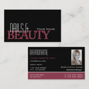 Classic Black and Burgundy with Photo Professional Business Card
