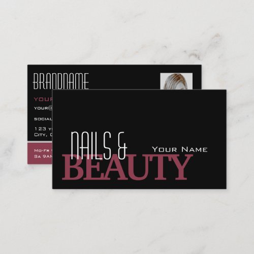 Classic Black and Burgundy with Photo Professional Business Card