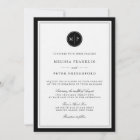 Classic Black and Ecru Monogram Wedding Invitation | Zazzle