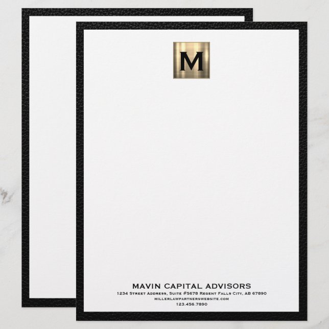 Classic Black and Gold Business Letterhead (Front/Back)