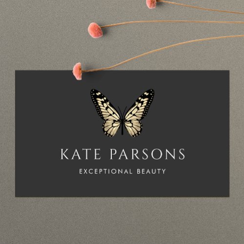 Classic  Black and Gold Butterfly Business Card