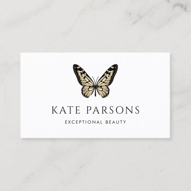 Classic  Black and Gold Butterfly Business Card (Front)