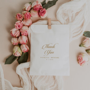 Classic Black and Gold Calligraphy Wedding Favor Bag