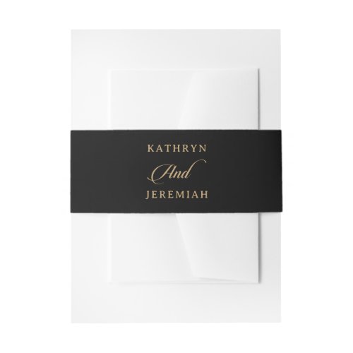 Classic Black and Gold Calligraphy Wedding Invitation Belly Band