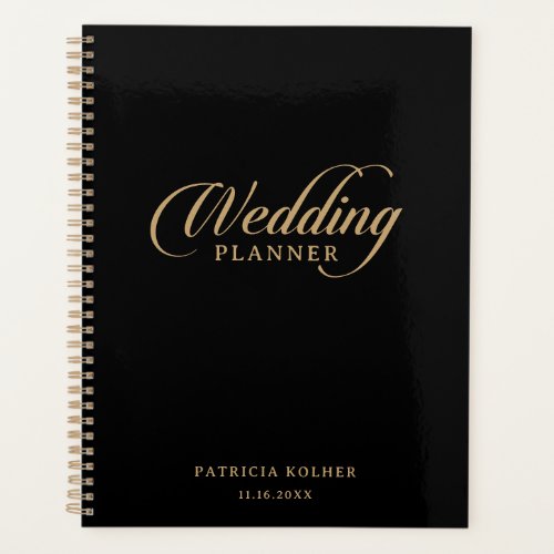 Classic Black and Gold Calligraphy Wedding  Planner