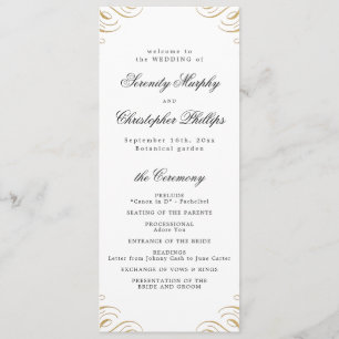 Classic black and gold Calligraphy Wedding Program