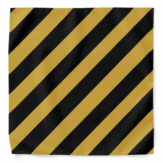 Classic Black and Gold Diagonal Striped Bandana