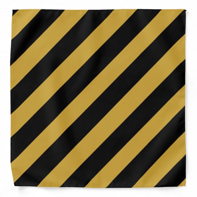 Classic Black and Gold Diagonal Striped Bandana (Front)