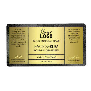 Classic Black And Gold Effect Oil Serum Label