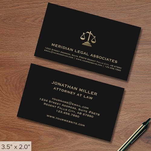 Classic Black and Gold Legal Business Card