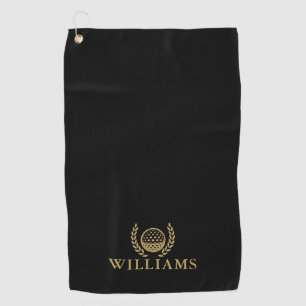 Classic Black And Gold Personalized Name Monogram Golf Towel
