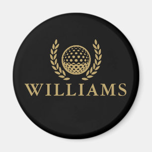 Classic Black And Gold Personalized Name Monogram Magnet