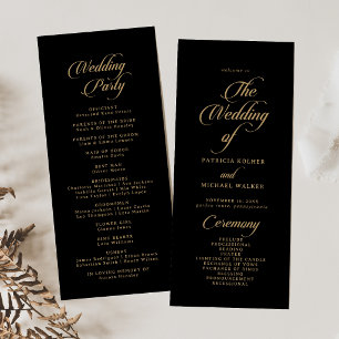 Classic Black and Gold Tea Length Wedding Program